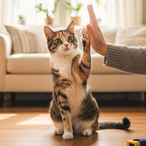 Chat qui tape dans la main de sn gardien